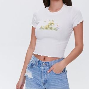 NWT Forever 21 Bunny graphic crop top